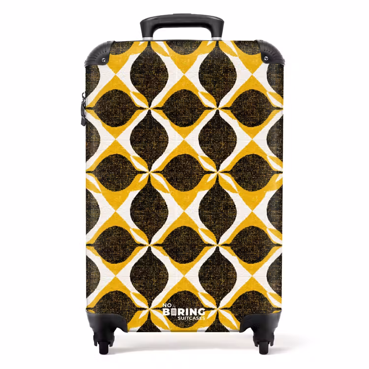 Koffer - Gelb – Schwarz – Geometrisch – Retro – Struktur - Geel - Zwart - Geometrisch - Retro - Textuur NBS - Handbagage koffer - Volwassenen Unisex middel