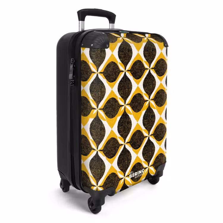 Koffer - Gelb – Schwarz – Geometrisch – Retro – Struktur - Geel - Zwart - Geometrisch - Retro - Textuur NBS - Handbagage koffer - Volwassenen Unisex middel
