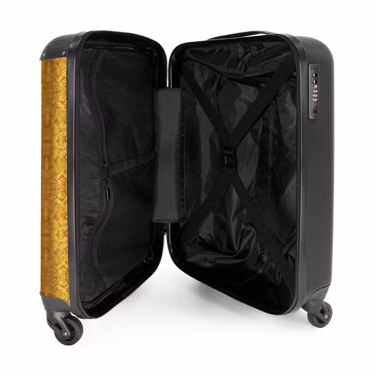 Gele slangenhuid met symmetrische schubstructuur NBS - Handbagage koffer - Volwassenen Unisex middel -binnenkant