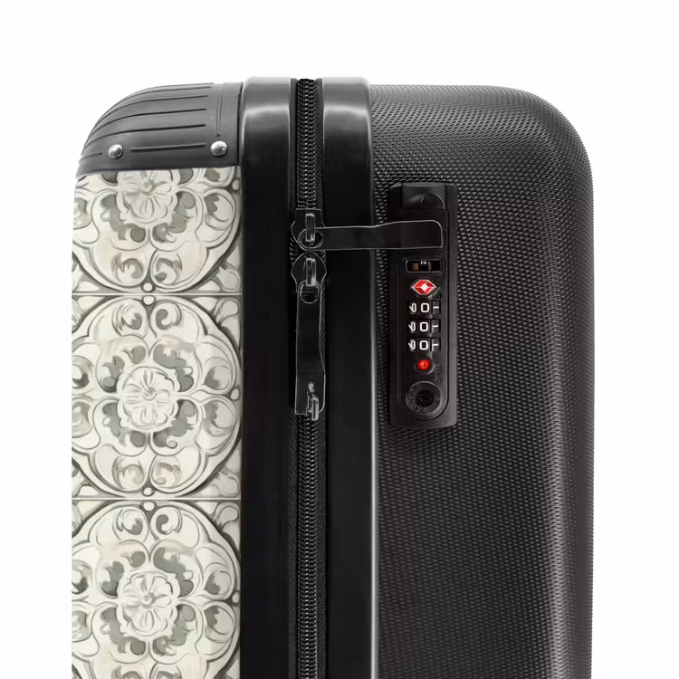 Krulornament - Tegel - Groen NBS - Handbagage koffer - Volwassenen Unisex middel -slot