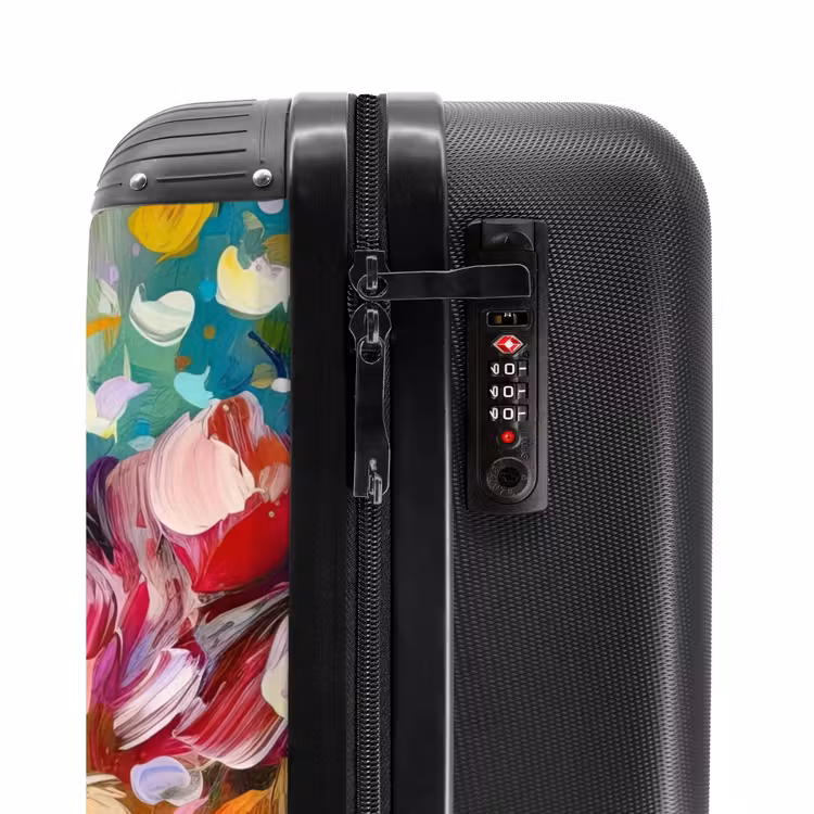 Schilderij - Olieverf - Bloemen - Regenboog NBS - Handbagage koffer - Unisex middel -slot