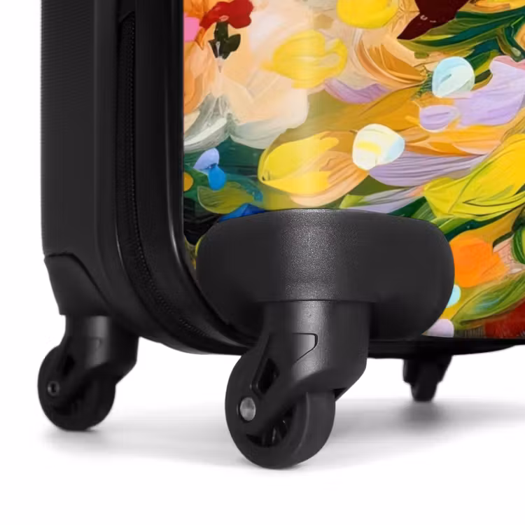 Schilderij - Olieverf - Bloemen - Regenboog NBS - Handbagage koffer - Unisex middel -wiel