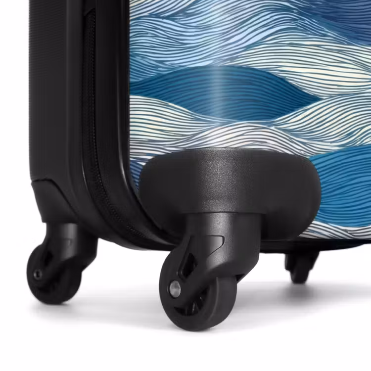 Koffer - Gemustert – Blau – Weiß – Gewellt – Gestreift - Getekend - Blauw - Wit - Golvend - Streepjes NBS - Handbagage koffer - Volwassenen Unisex middel