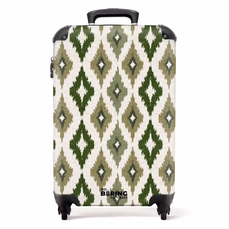 Koffer - Geografisch - Karomuster - Grün - Geografisch - Ruitmotief - Groen NBS - Handbagage koffer - Volwassenen Unisex middel