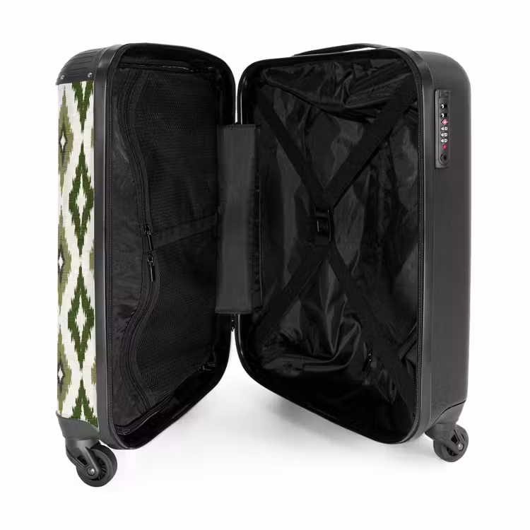 Koffer - Geografisch - Karomuster - Grün - Geografisch - Ruitmotief - Groen NBS - Handbagage koffer - Volwassenen Unisex middel