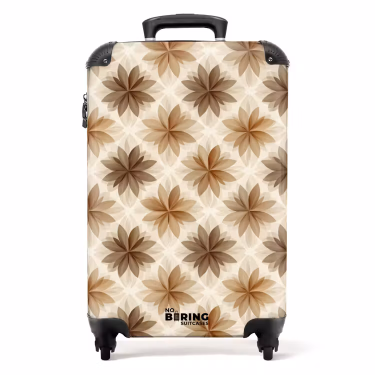 Geografisch - Patroon - Bruin NBS - Handbagage koffer - Volwassenen Unisex middel -productfoto_recht