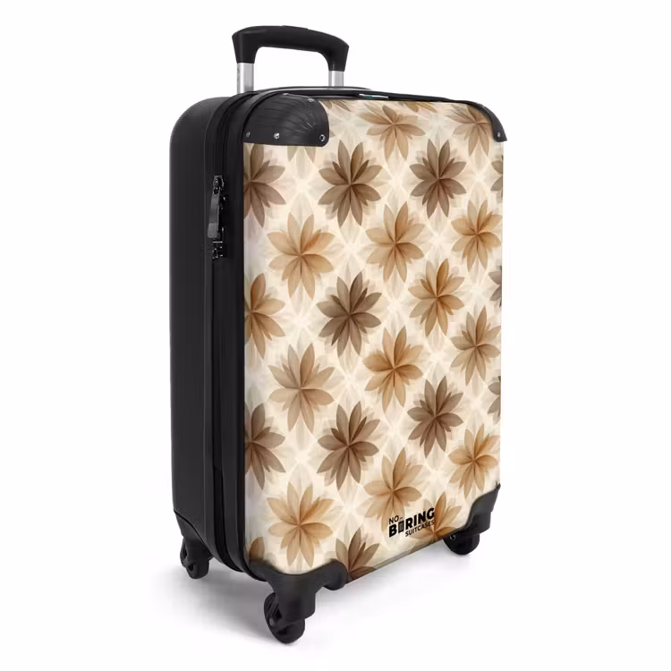 Geografisch - Patroon - Bruin NBS - Handbagage koffer - Volwassenen Unisex middel -productfoto_3d