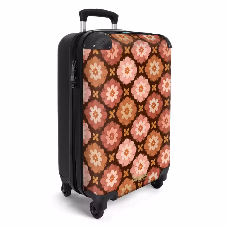 Geometrisch - Bloemen - Kleurrijk NBS - Handbagage koffer - Volwassenen Unisex middel -productfoto_3d