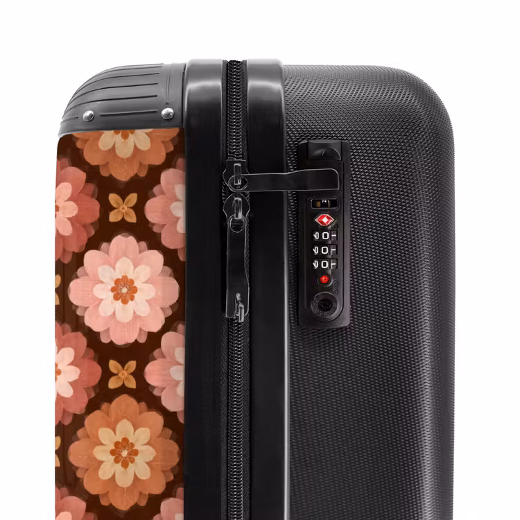 Geometrisch - Bloemen - Kleurrijk NBS - Handbagage koffer - Volwassenen Unisex middel -slot