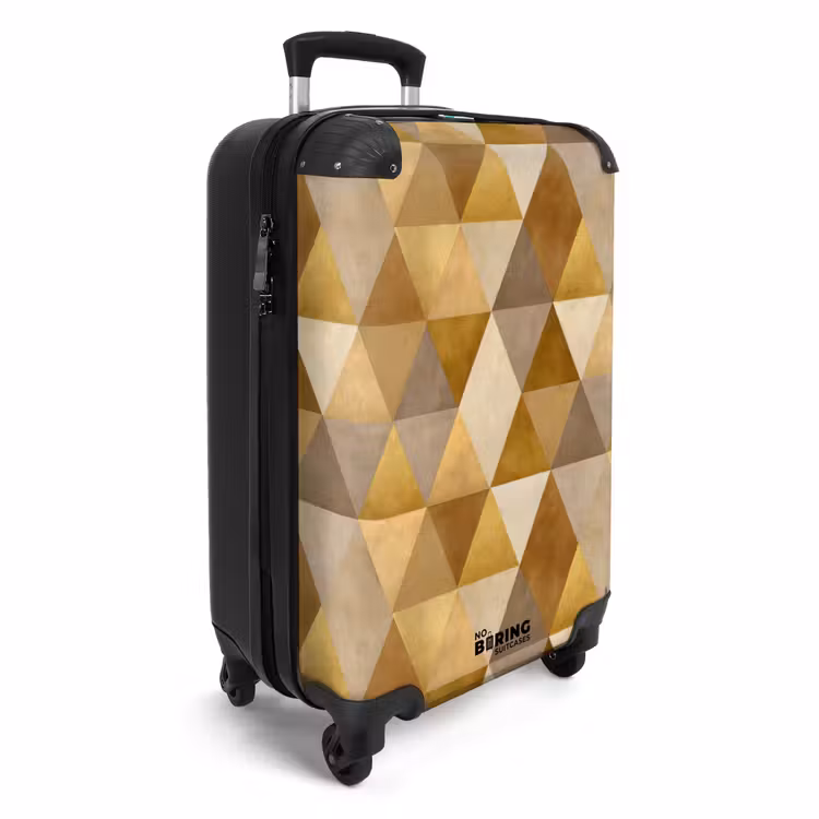 Geometrisch - Driehoek - Goud NBS - Handbagage koffer - Volwassenen Unisex middel -productfoto_3d