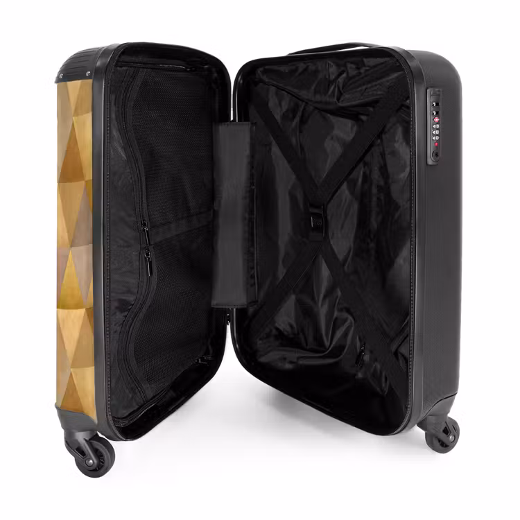 Geometrisch - Driehoek - Goud NBS - Handbagage koffer - Volwassenen Unisex middel -binnenkant