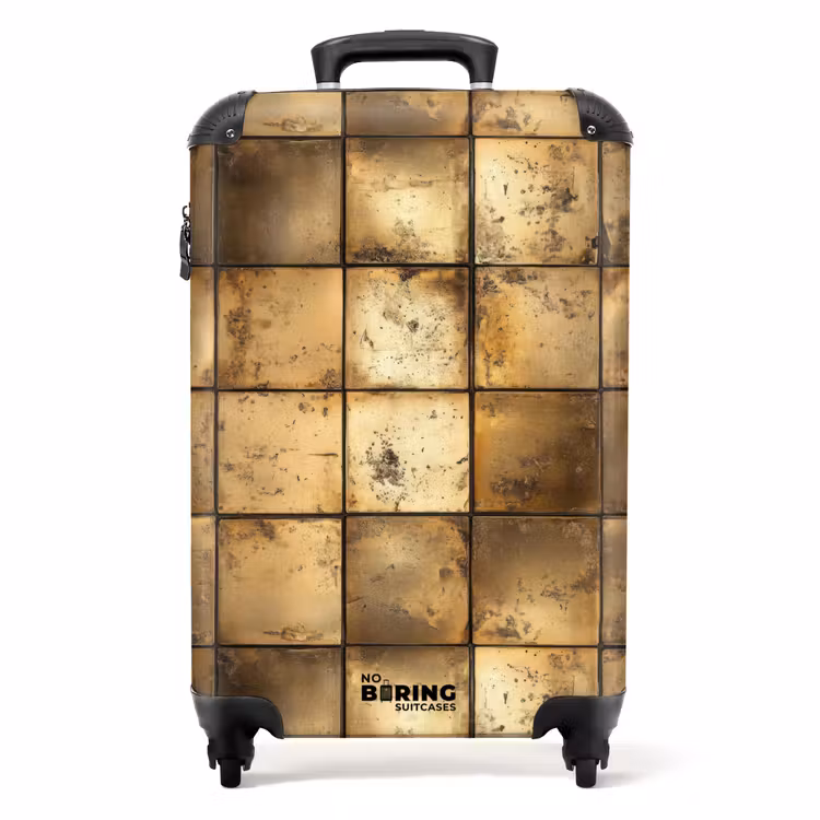 Geometrisch - Tegels - Goud NBS - Handbagage koffer - Volwassenen Unisex middel -productfoto_recht