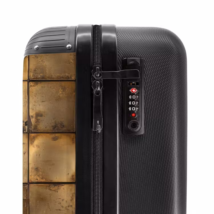 Geometrisch - Tegels - Goud NBS - Handbagage koffer - Volwassenen Unisex middel -slot