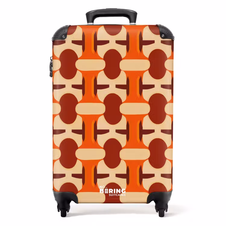 Geometrisch - Retro - Oranje NBS - Handbagage koffer - Volwassenen Unisex middel -productfoto_recht
