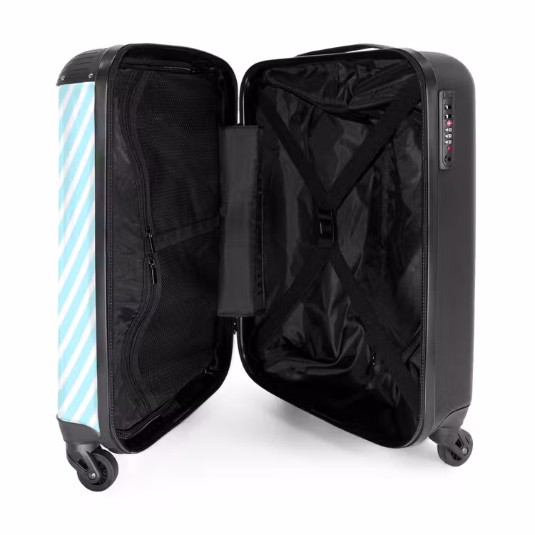 Gestreepte flamingo op rolschaatsen NBS - Handbagage koffer - Unisex middel -binnenkant
