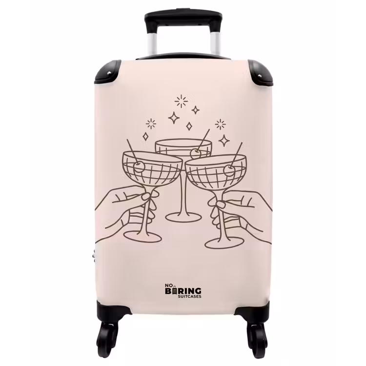 Koffer - Getränke – Party – Anstoßen – Minimalistisch – Grün - Drankjes - Feest - Proosten - Minimalistisch - Groen NBS - Handbagage koffer - Vrouwen middel