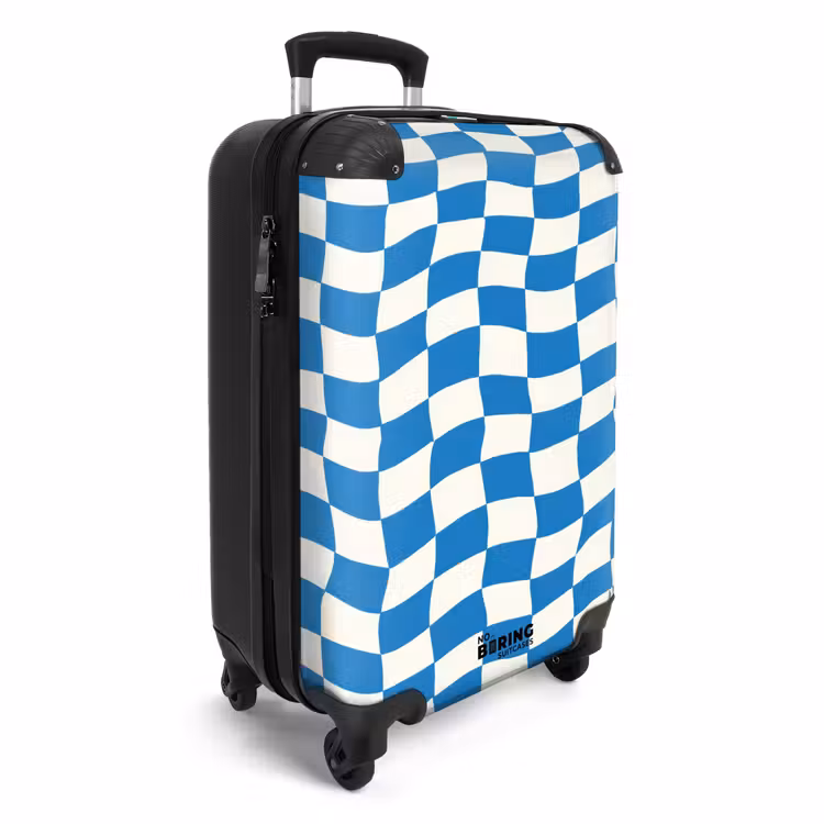 Koffer - Gewellt – Muster – Blau - Golvend - Patroon - Blauw NBS - Handbagage koffer - Vrouwen middel
