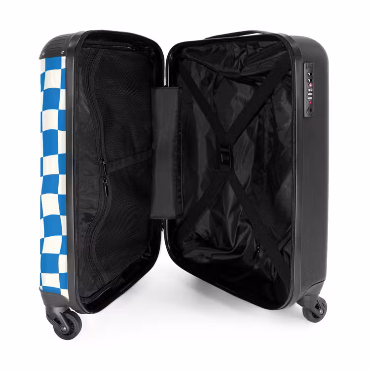 Koffer - Gewellt – Muster – Blau - Golvend - Patroon - Blauw NBS - Handbagage koffer - Vrouwen middel