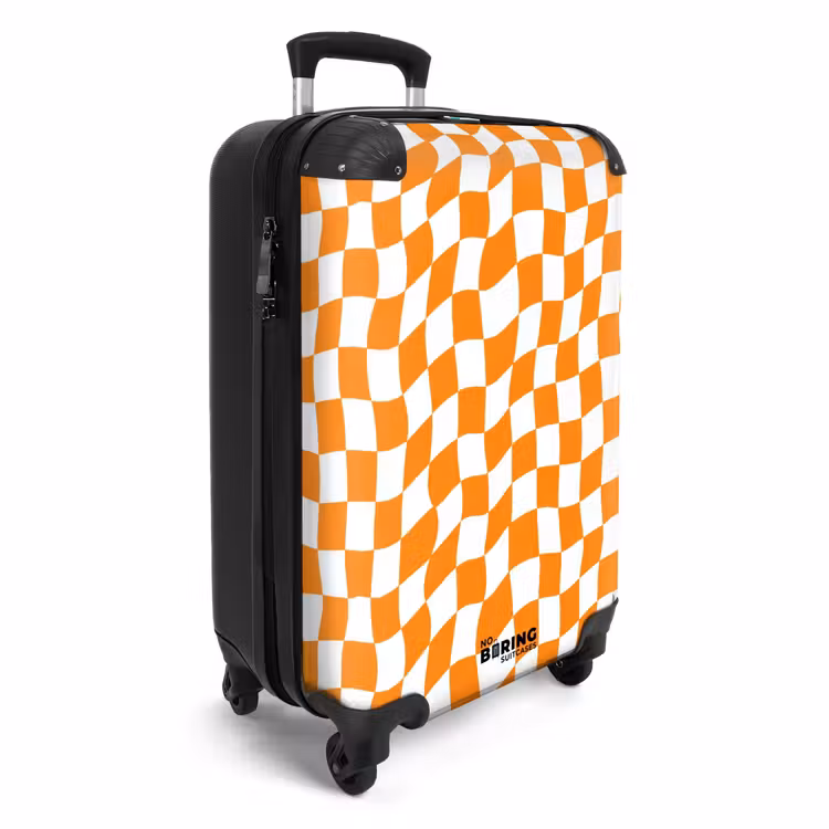 Koffer - Gewellt – Muster – Orange - Golvend - Patroon - Oranje NBS - Handbagage koffer - Vrouwen middel