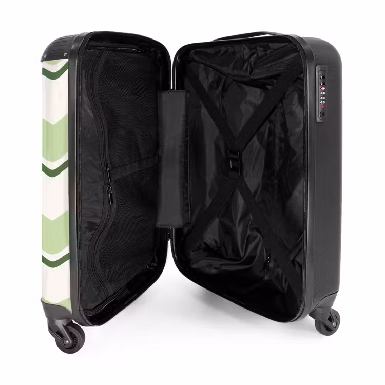 Golvende strepen in groene tinten NBS - Handbagage koffer - Unisex middel -binnenkant