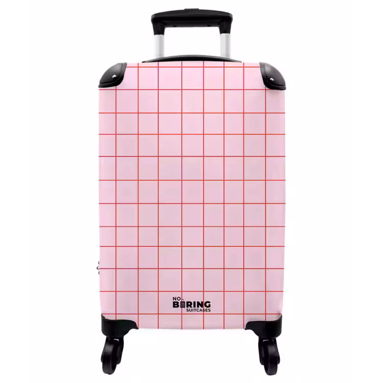Koffer - Gitter – Muster – Rosa - Raster - Patroon - Roze NBS - Handbagage koffer - Vrouwen middel