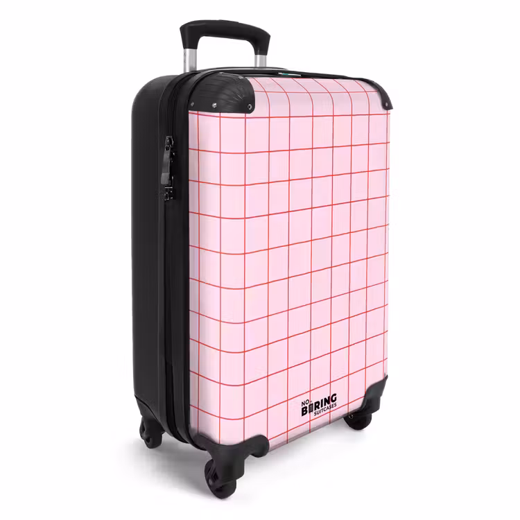 Koffer - Gitter – Muster – Rosa - Raster - Patroon - Roze NBS - Handbagage koffer - Vrouwen middel