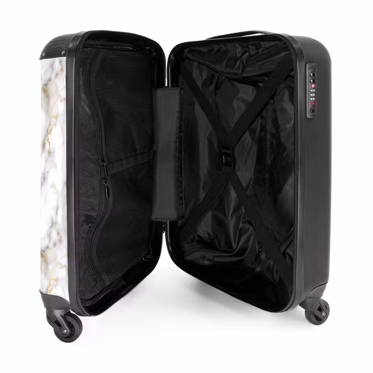 Gouden aders - Marmer - Wit NBS - Handbagage koffer - Volwassenen Unisex middel -binnenkant