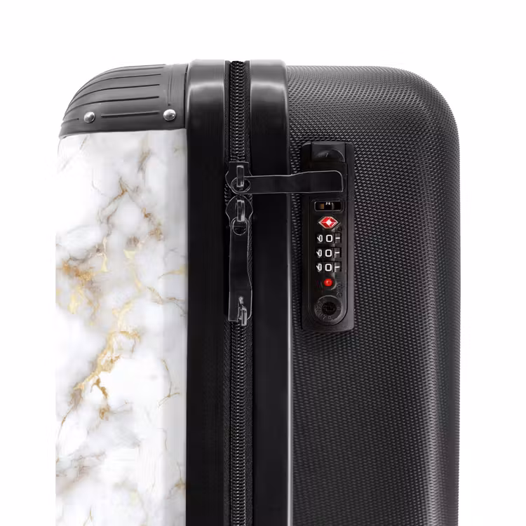 Gouden aders - Marmer - Wit NBS - Handbagage koffer - Volwassenen Unisex middel -slot