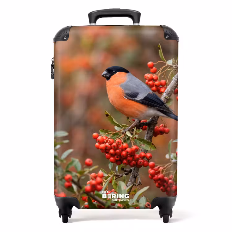 Koffer - Goldfink – Beeren – Herbst – Natur – Farbenfroh - Goudvink - Bessen - Herfst - Natuur - Kleurrijk NBS - Handbagage koffer - Volwassenen Unisex middel