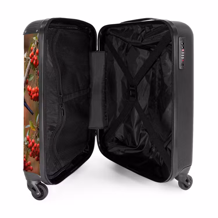 Koffer - Goldfink – Beeren – Herbst – Natur – Farbenfroh - Goudvink - Bessen - Herfst - Natuur - Kleurrijk NBS - Handbagage koffer - Volwassenen Unisex middel