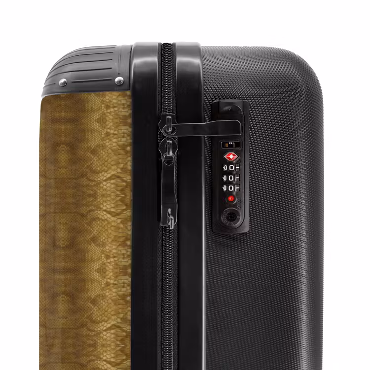Goud gele slangenhuid met symmetrische schubstructuur NBS - Handbagage koffer - Volwassenen Unisex middel -slot