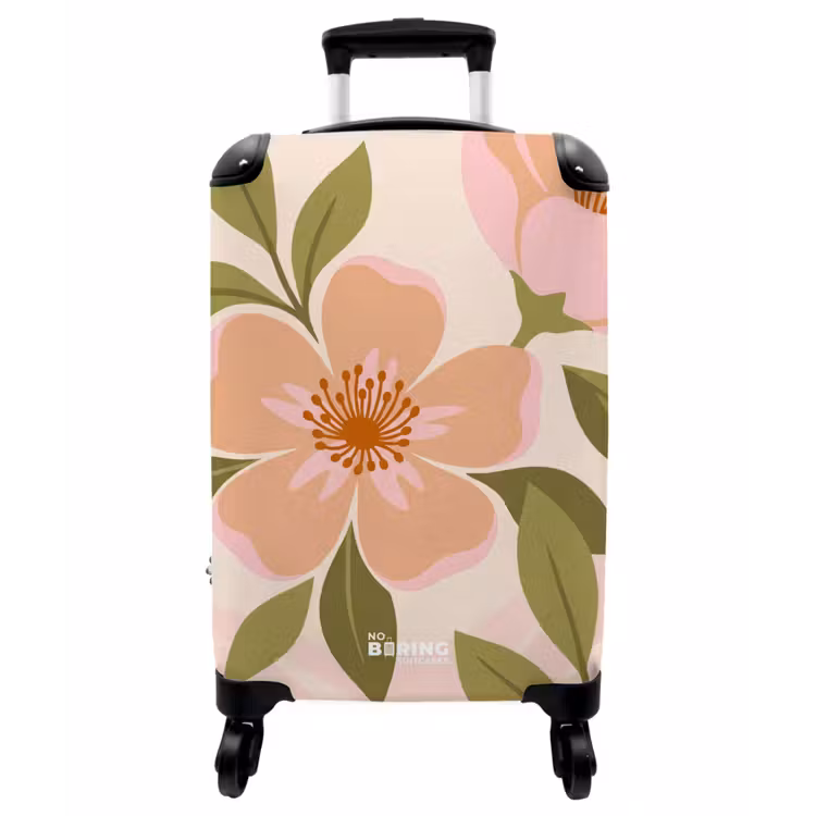 Koffer - Grafik – Blumen – Rosa - Grafisch - Bloemen - Roze NBS - Handbagage koffer - Vrouwen middel