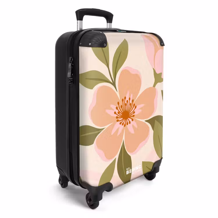 Koffer - Grafik – Blumen – Rosa - Grafisch - Bloemen - Roze NBS - Handbagage koffer - Vrouwen middel