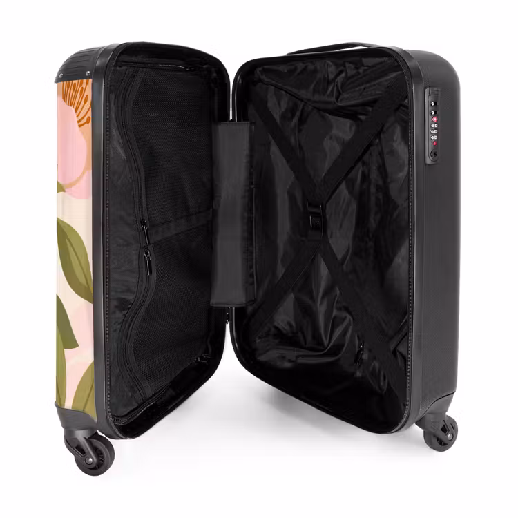 Koffer - Grafik – Blumen – Rosa - Grafisch - Bloemen - Roze NBS - Handbagage koffer - Vrouwen middel