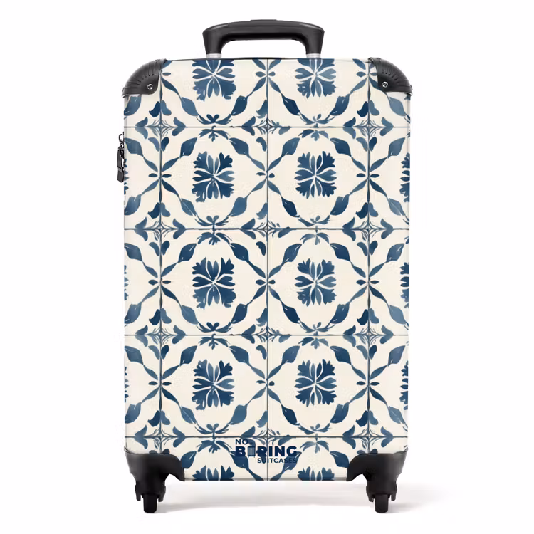 Grafisch - Tegel - Blauw NBS - Handbagage koffer - Volwassenen Unisex middel -productfoto_recht