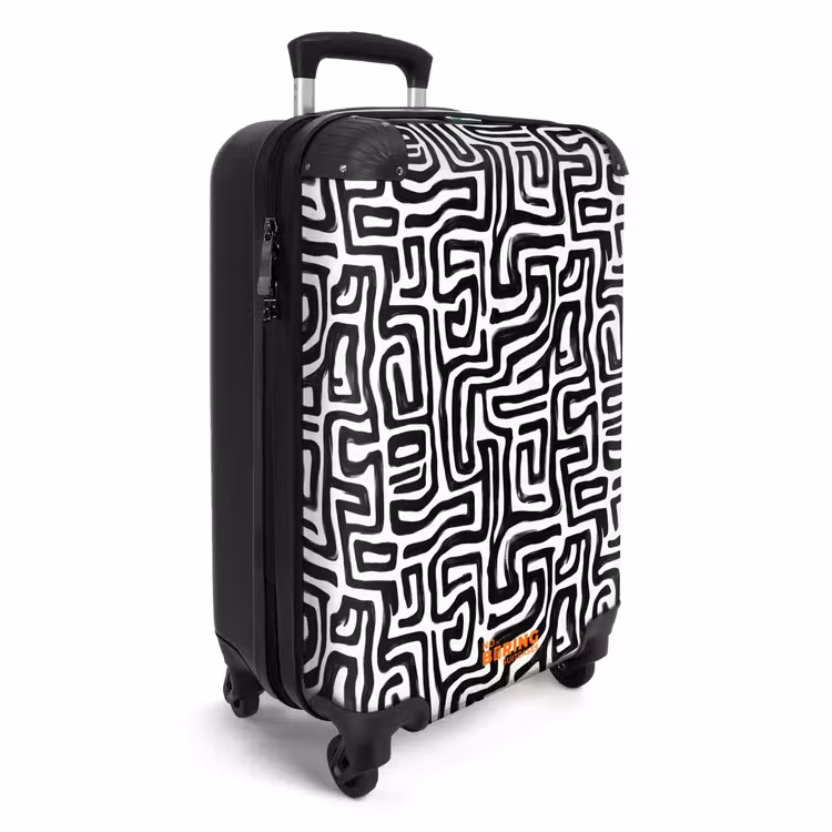 Grafisch - Lijnen - Zwart - Wit NBS - Handbagage koffer - Volwassenen Unisex middel -productfoto_3d