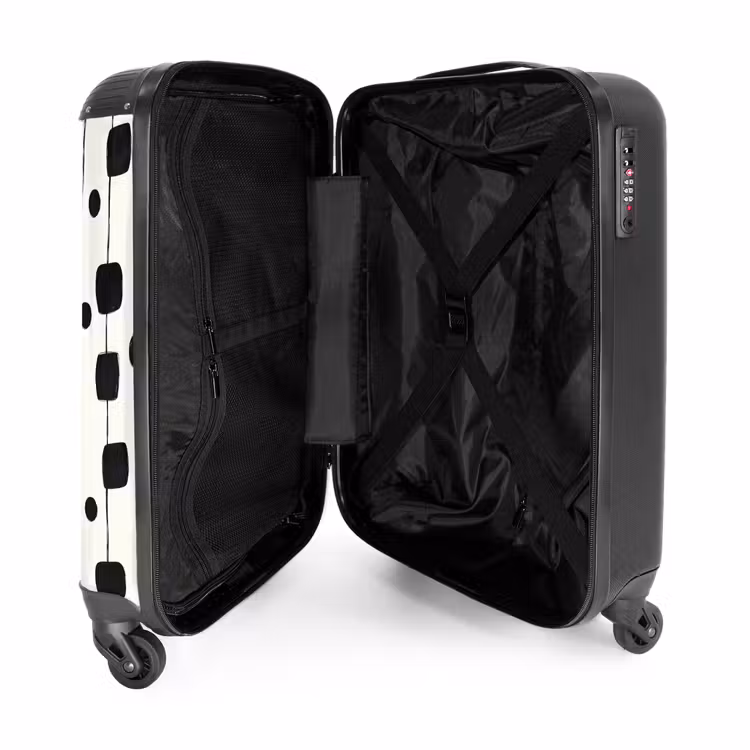 Grafisch - Modern - Zwart NBS - Handbagage koffer - Volwassenen Unisex middel -binnenkant