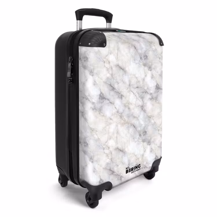 Grijs - Marmer - Gedetailleerd NBS - Handbagage koffer - Volwassenen Unisex middel -productfoto_3d
