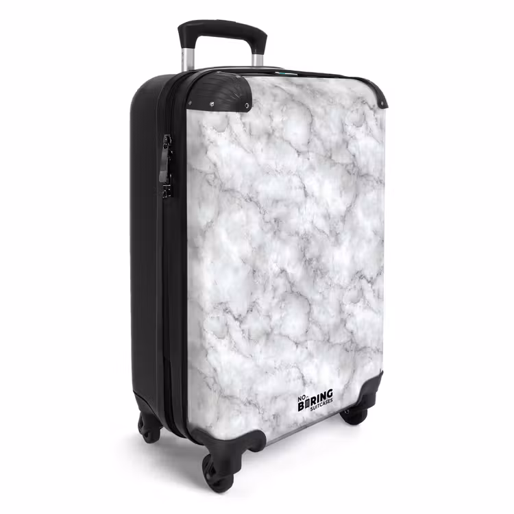 Grijs - Marmer - Klassiek - Aders NBS - Handbagage koffer - Volwassenen Unisex middel -productfoto_3d