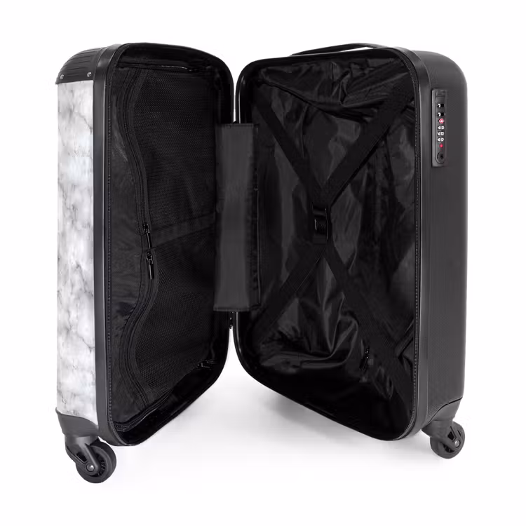 Grijs - Marmer - Klassiek - Aders NBS - Handbagage koffer - Volwassenen Unisex middel -binnenkant