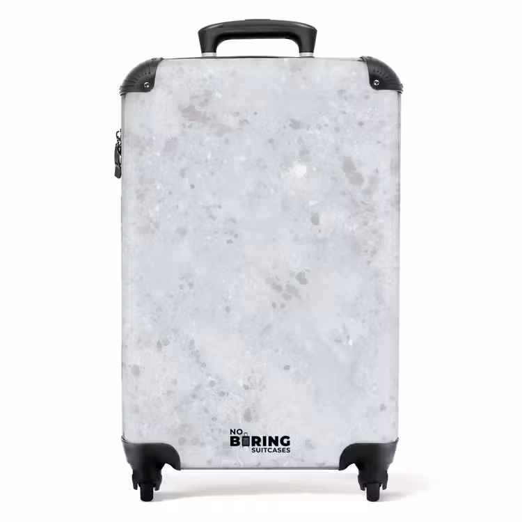 Grijs - Terrazzo-effect - Beton NBS - Handbagage koffer - Volwassenen Unisex middel -productfoto_recht