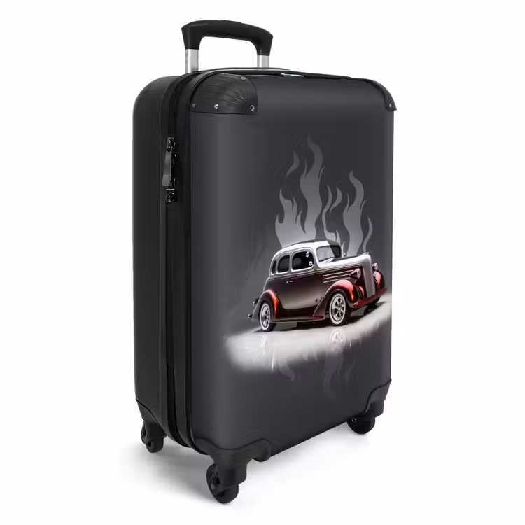 Grijze auto met grijze vlammen NBS - Handbagage koffer - Unisex middel -productfoto_3d