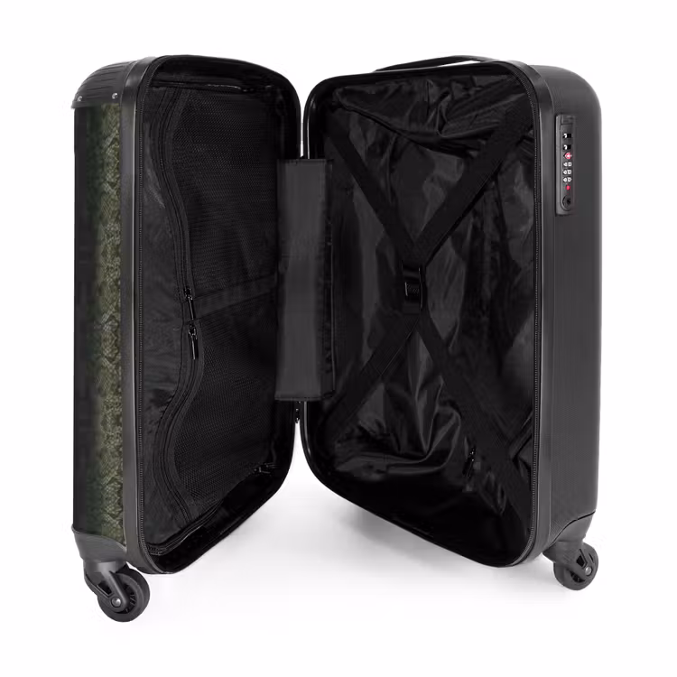 Grijs groene slangenhuid met symmetrische schubstructuur NBS - Handbagage koffer - Volwassenen Unisex middel -binnenkant