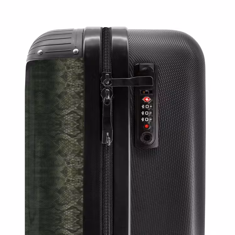 Grijs groene slangenhuid met symmetrische schubstructuur NBS - Handbagage koffer - Volwassenen Unisex middel -slot