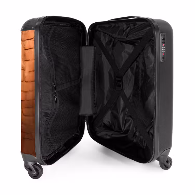 Aap met grote ogen kijkt door gat in bakstenen muur NBS - Handbagage koffer - Kinderen Unisex middel -binnenkant