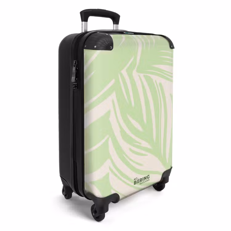 Grote bladeren in lichtgroen met beige NBS - Handbagage koffer - Unisex middel -productfoto_3d