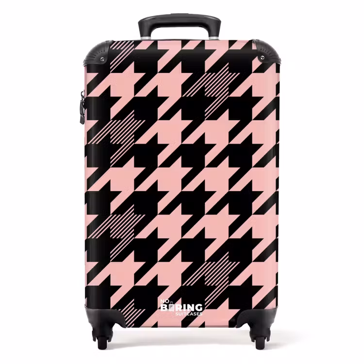Groot pied-de-poule patroon in roze en zwart NBS - Handbagage koffer - Kinderen Unisex middel -productfoto_recht