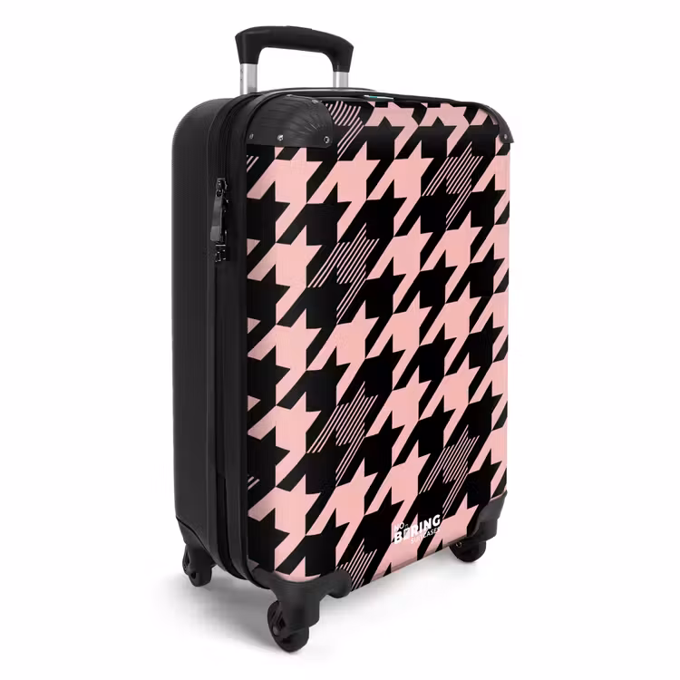 Groot pied-de-poule patroon in roze en zwart NBS - Handbagage koffer - Kinderen Unisex middel -productfoto_3d