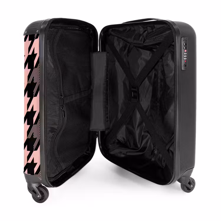 Groot pied-de-poule patroon in roze en zwart NBS - Handbagage koffer - Kinderen Unisex middel -binnenkant