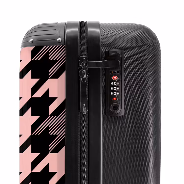 Groot pied-de-poule patroon in roze en zwart NBS - Handbagage koffer - Kinderen Unisex middel -slot